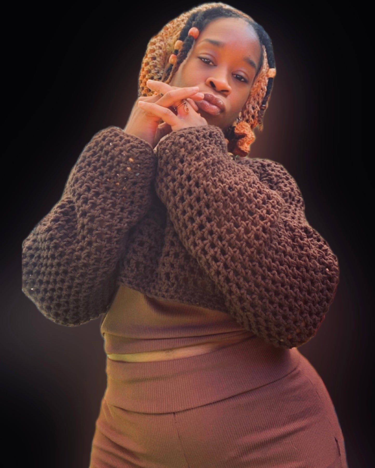 Coffee Mesh Crop Top