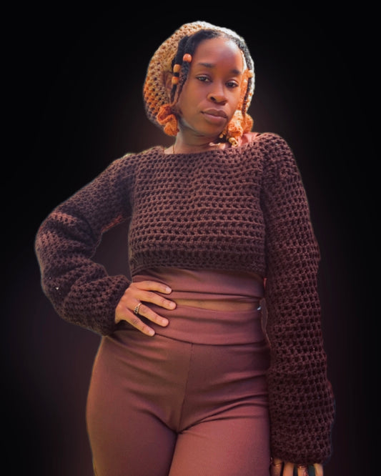 Coffee Mesh Crop Top