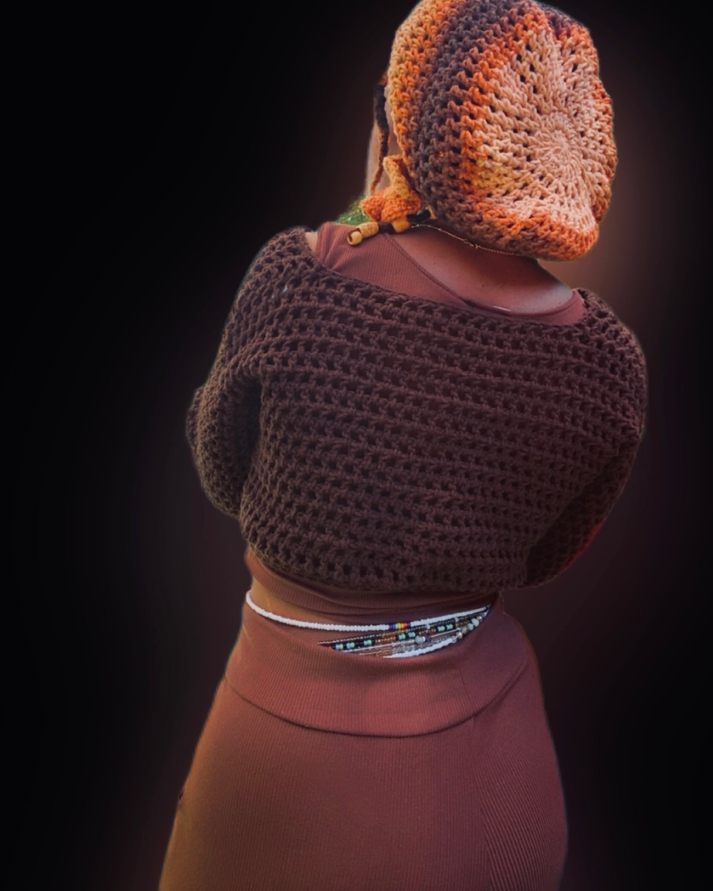 Coffee Mesh Crop Top
