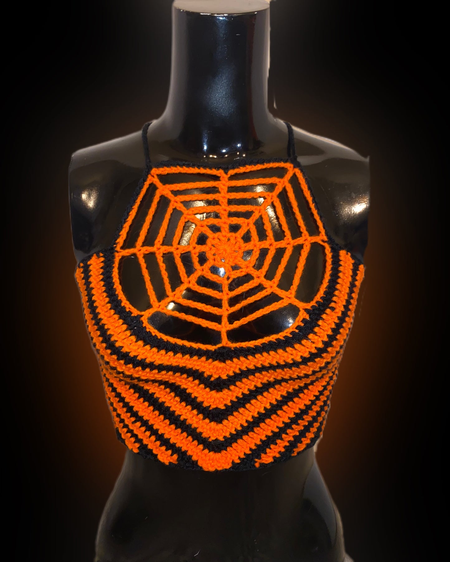 Orange & Blk Web Top